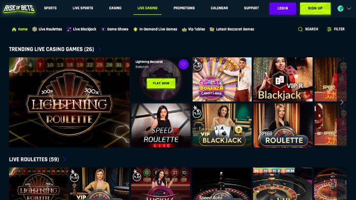 Rise of Bets live casino