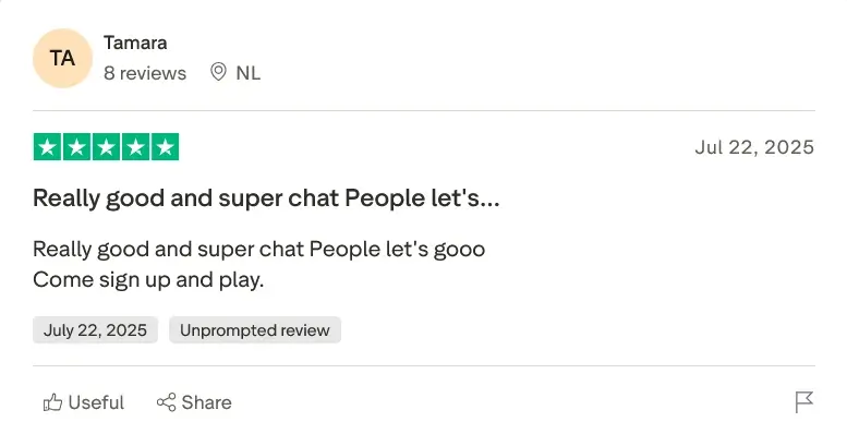 Rise of Bets review: leuke chat, enthousiaste uitnodiging om te spelen.